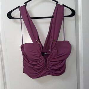 Fashion Nova Purple Ruched Crop Top